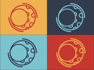 Tarikat Ay Logo Şablonu, Tarikatın Basit Düz Simgesi, Ay, Astroloji