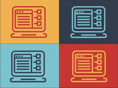 Müşteri Verisi Laptop Logo Şablonu, Basit Düz Veri Simgesi, İnternet, Laptop