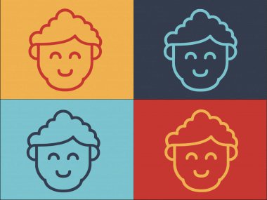 Şirin Gülümseyen Logo Şablonu, Şirinin Basit Düz Simgesi, Mutlu, Arkaplan