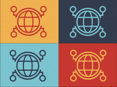 Siber Küresel Ağ Logosu Şablonu, Teknolojinin Basit Düz Simgesi, Ağ, Kavram