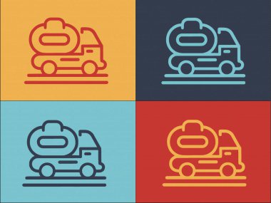 Süt kamyonu logo şablonu, basit düz kamyon simgesi, süt, mandıra