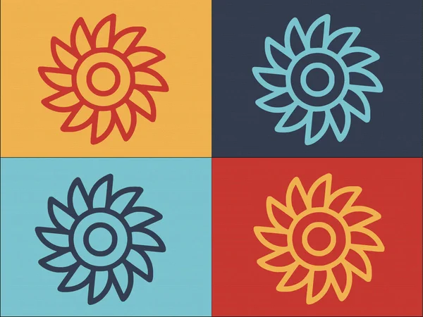 Cute Flower Logo Template Simple Flat Icon Summer Vector Illustration — Stock Vector