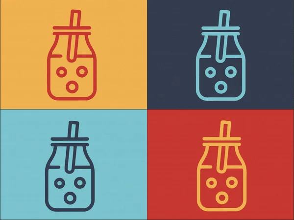 Шаблон Логотипом Молочного Коктейля Простая Плоская Икона Напитка Коктейль Молоко — стоковый вектор