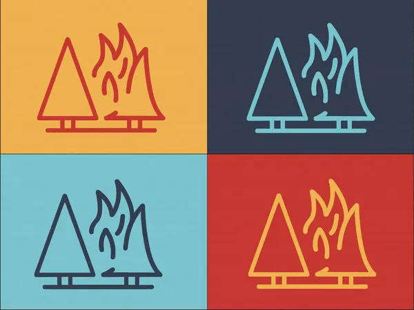 Gefahr Feuer Wald Logo Vorlage Einfache Flache Ikone Von Rauch — Stockvektor