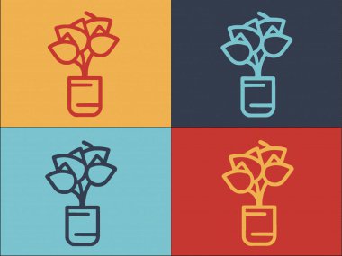 Gün Çiçeği Buket Şablonu, Basit Düz Buket Simgesi, Çiçek, Aşk