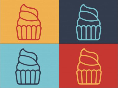 Lezzetli Kek Logosu Şablonu, Lezzetli Düz Simgesi, Yemek, Atıştırmalık