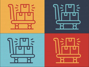 Kargo Arabası Logo Şablonu, Basit Düz Araç Simgesi, Kutu, Teslimat