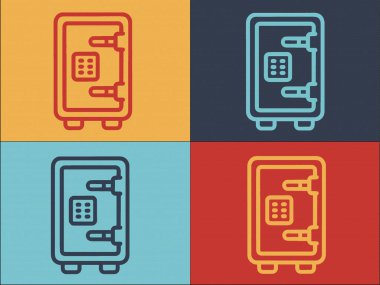 Depo Odası Dijital Güvenli Logo Şablonu, Basit Düz Mevduat Simgesi, Koruma, Oda