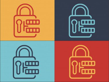 Depo Odası Asma Kilit Şablonu, Basit Düz Güvenlik Simgesi, Kasa, Mevduat