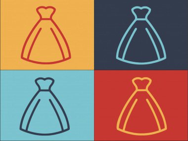 Tasarımcı Gelinlik Logosu Şablonu, Basit Düz Düğün Simgesi, Elbise, Moda