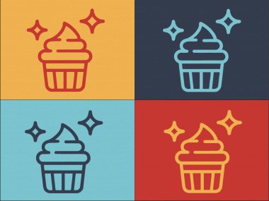 Tatlı Logo Şablonu, Basit Düz Yiyecek Simgesi, Tatlı