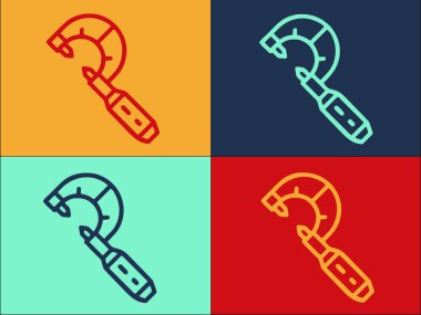 Aygıt Mikrometre Logo Şablonu, Mikrometrenin Basit Düz Simgesi, ekipman, aygıt