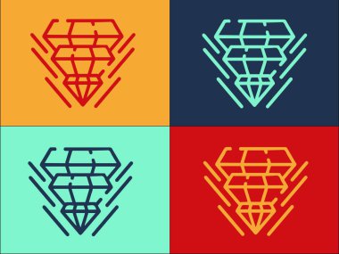 Elmas değerli hologram projeksiyon simgesi renk arkaplanında izole 