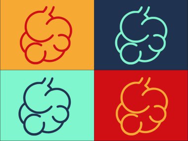 Sindirim Dolu Mide Logosu Şablonu, Basit Düz mide Simgesi, dolu, izole edilmiş