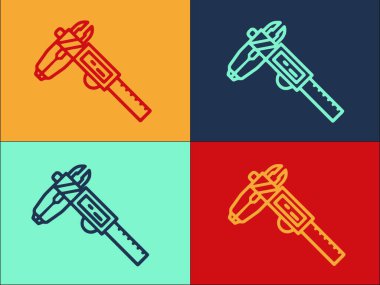 Dijital Mikrometre Kontrol Logosu, Mikrometrenin Basit Düz Simgesi, Dijital, Endüstriyel