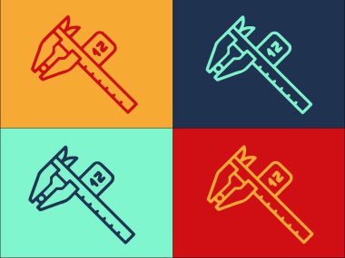 Dijital Mikrometre Endüstriyel Logo Şablonu, Mikrometrenin Basit Düz Simgesi, Dijital, Doğruluk