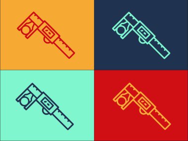 Dijital Mikrometre Doğrusal Logo Şablonu, Mikrometrenin Basit Düz Simgesi, hassasiyet, ölçüm