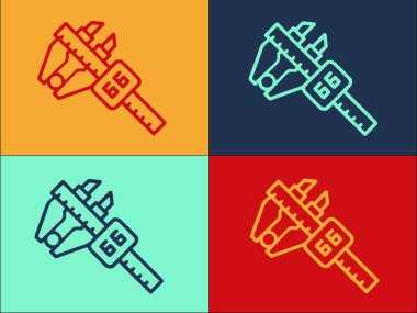 Dijital Mikrometre Metal Logo Şablonu, Mikrometrenin Basit Düz Simgesi, metal, dijital