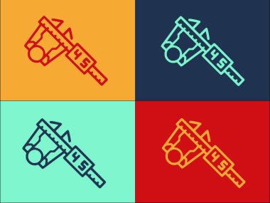 Dijital Mikrometre Ölçüm Şablonu, Mikrometrenin Basit Düz Simgesi, Dijital, Çelik