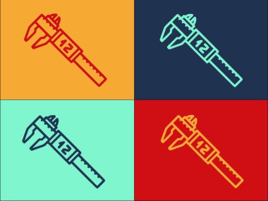 Dijital Mikrometre Nesne Logo Şablonu, Mikrometrenin Basit Düz Simgesi, ekipman, araç