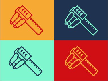 Dijital Mikrometre Ölçekli Logo Şablonu, Ölçeğin Basit Düz Simgesi, doğruluk, mikrometre