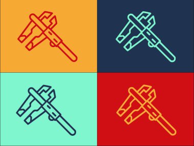 Dijital Mikrometre Çalışma Logosu Şablonu, Mikrometrenin Basit Düz Simgesi, Ekipman, İş