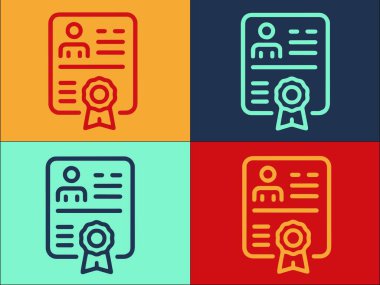 Diploma Logosu Şablonu, Basit Düz Sertifika Simgesi, Diploma, Başarı