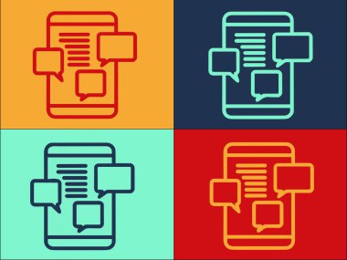 Tartışma Akıllı Telefon Logo Şablonu, Akıllı Telefonun Basit Düz Simgesi, Tartışma, Çevrimiçi