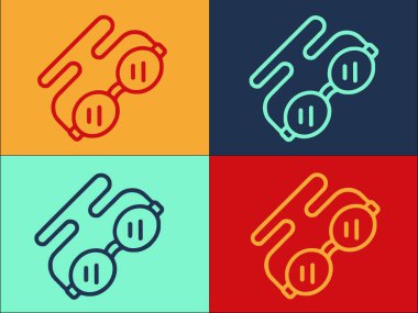 Dalış Gözlüğü Logo Şablonu, Basit Düz Gözlük Simgesi, Maske, Yaz