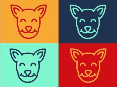 Köpek Yüzlü Logo Şablonu, Evcil hayvanın, hayvanın, köpeğin basit Düz Simgesi