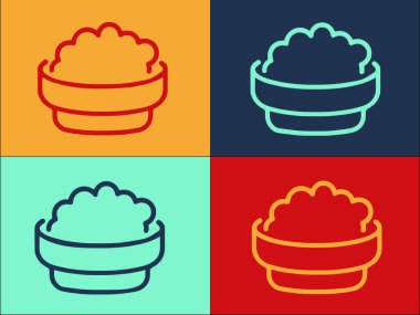 Köpek maması kasesi logo şablonu, basit düz köpek ikonu, yiyecek, evcil hayvan