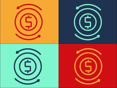 Dolar Okları Logo Şablonu, Dolar Basit Düz Simgesi, Para Birimi, İş