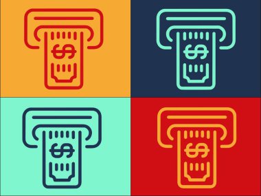 Dolar ATM Logo Şablonu, Basit Düz Finans Simgesi, İş, ATM