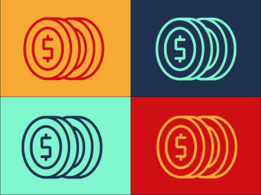 Dolar Sikkeleri Logo Şablonu, Dolar Basit Düz Simgesi, Finans, İş