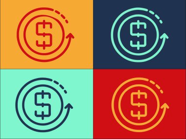 Dolar Tazeleme Logo Şablonu, Dolar Basit Düz Simgesi, Para, Simge