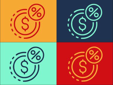 Dolar Yüzdesi Kredi Logosu Şablonu, Yüzde Basit Düz Simge, Para, İş