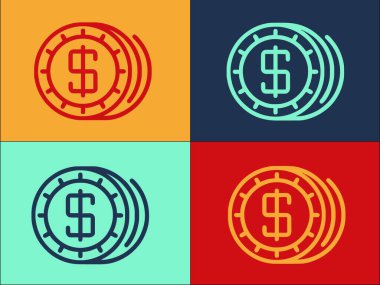 Dolar Token Logo Şablonu, Basit Düz Para Simgesi, Para Birimi, Jeton