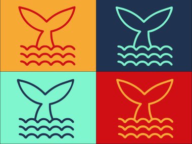 Yunus Kuyruğu Logo Şablonu, Basit Düz Kuyruk Simgesi, Deniz, Su