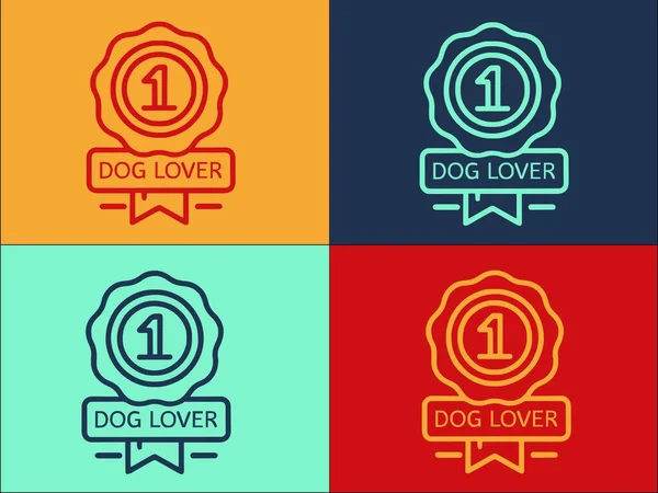 Modèle Logo Récompense Amant Chien Icône Plate Simple Chien Animal — Image vectorielle