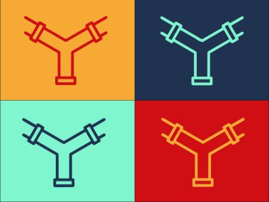 Çifte Boru Logosu Şablonu, Borunun Basit Düz Simgesi, Çifte, Güç