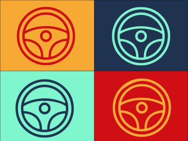 Sürücü Direksiyon Logosu Şablonu, Basit Düz Araç Simgesi, Araba, Sürücü