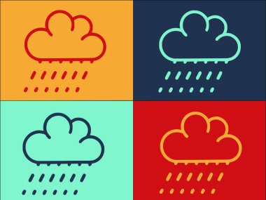 Çiselemeli Hava Logosu Şablonu, Basit Düz Yağmur Simgesi, Hava, Çiseleme