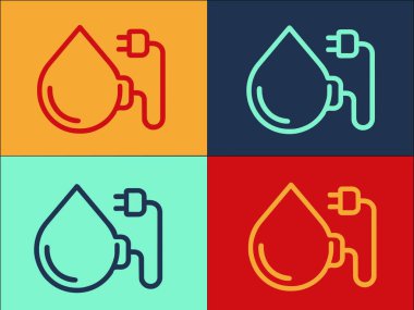 Fiş Logo Şablonunu Bırak, Fiş, damla ve elektrik için Basit Düz Simge