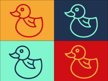 Duck Toy Logo Şablonu, Basit Düz Ördek Simgesi, Oyuncak, Sarı
