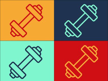 Dumbbell Slimming Logo Şablonu, Basit Düz Egzersiz Simgesi, Fitness, Egzersiz