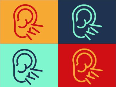 Kulak Algılama Logosu Şablonu, Basit Düz Kulak Simgesi, illüstrasyon, vektör