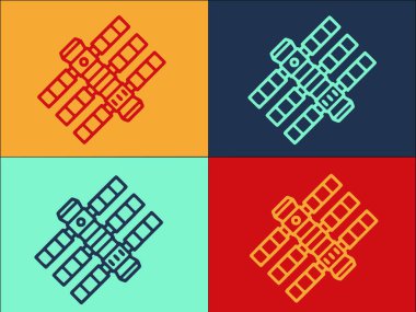 Dünya Uzay İstasyonu Logo Şablonu, Basit Düz Alan Simgesi, Dünya, Bilim