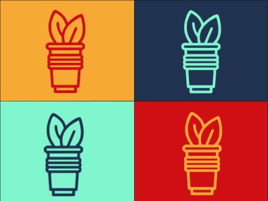 Eco Coffee Glass Logo Şablonu, Basit Düz Cam Simgesi, Kahve, Bardak