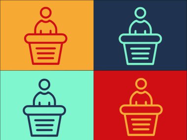 Eğitim Sözcüsü Logo Şablonu, Basit Düz Hoparlör Simgesi, Konferans, Olay