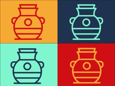 Mısır Amforo Logo Şablonu, Basit Düz Amforo Simgesi, Antik, Eski